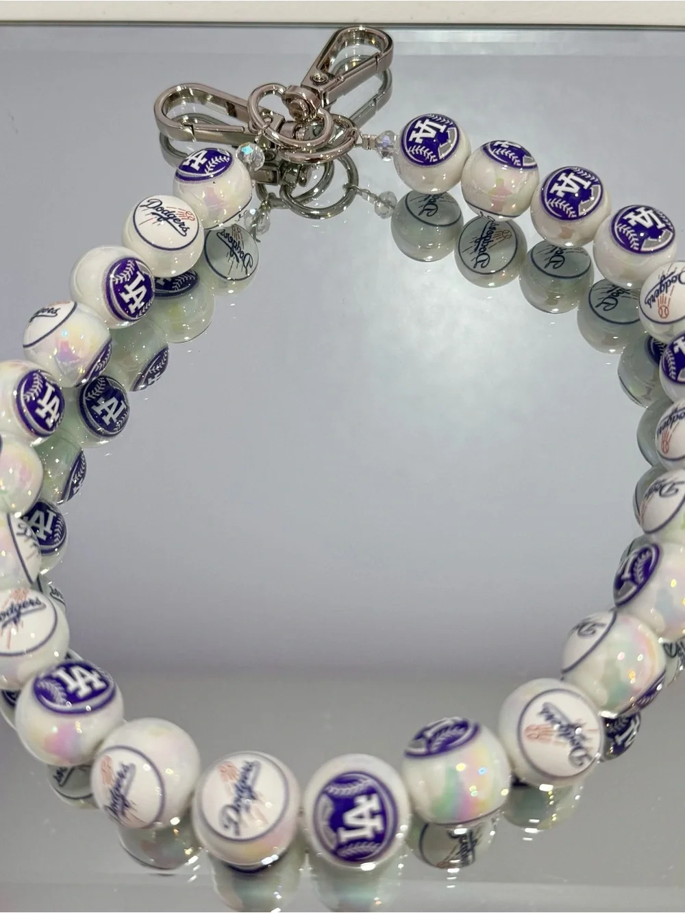 New Dodgers White Beads Bag Chain 18 inches